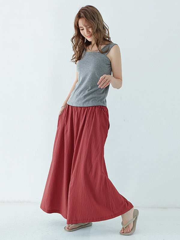 Casual 11 Colors  Solid Column Wide Leg Capri-Pants