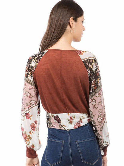 V-Neck Printed Sexy Irregular Fashion Blouse