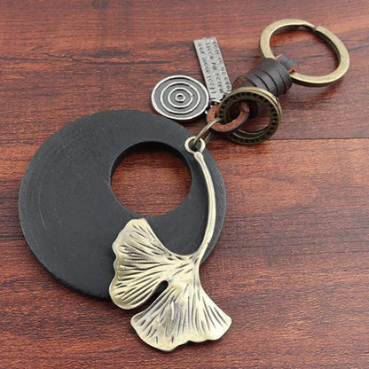 Buykud Ginkgo Leaf Simple Personality Retro Car Key Rain