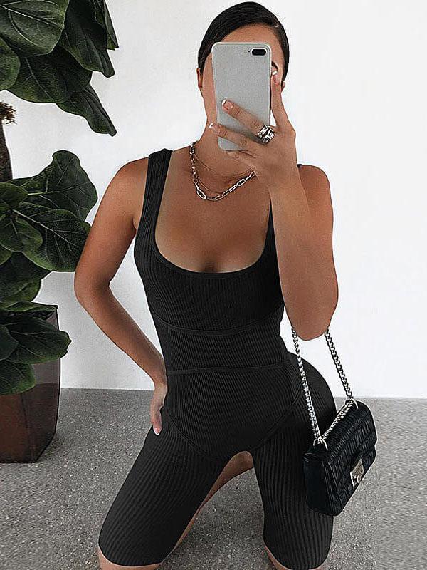 Sexy Solid Wrap Sleeveless Jumpsuits Bottoms
