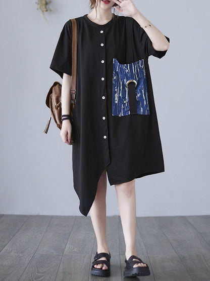 Casual Irregular Split-Joint Shirt Dress