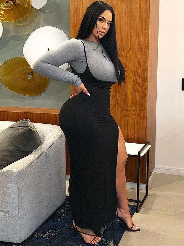 Fashion Leisure Split-Side Maxi Dress