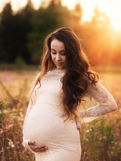 Maternity Lace Long Sleeve Maxi Dress