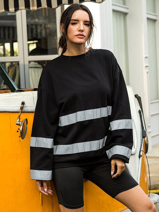 Reflective Striped Split-joint Sweatshirt
