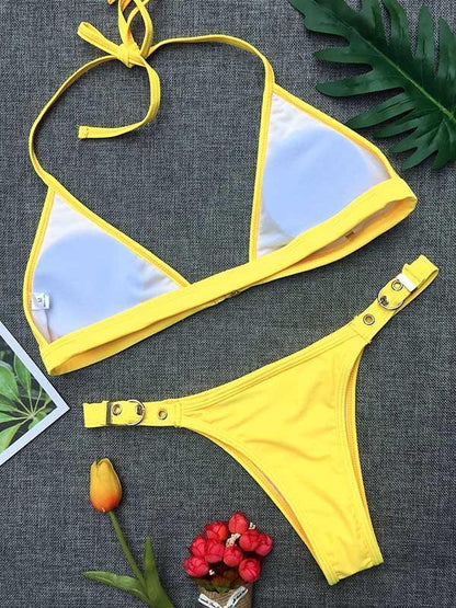Sexy Backless Plain Bikinis Swimwear