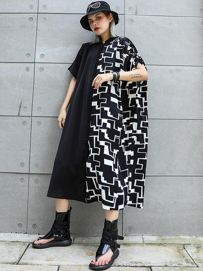 Chiffon Oversize Lapel Split-joint Dress