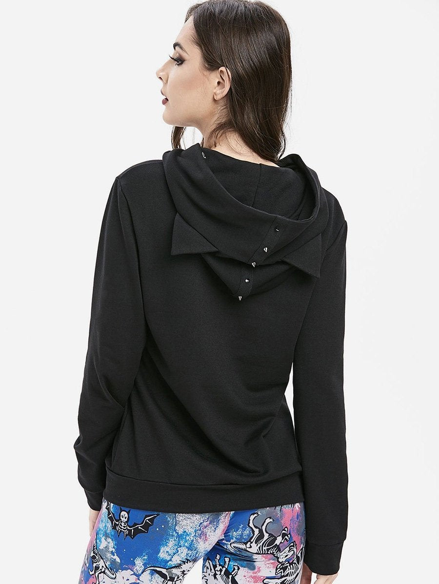 Vintage Cat Ears Hollow Hoodies&Sweatshirt Tops