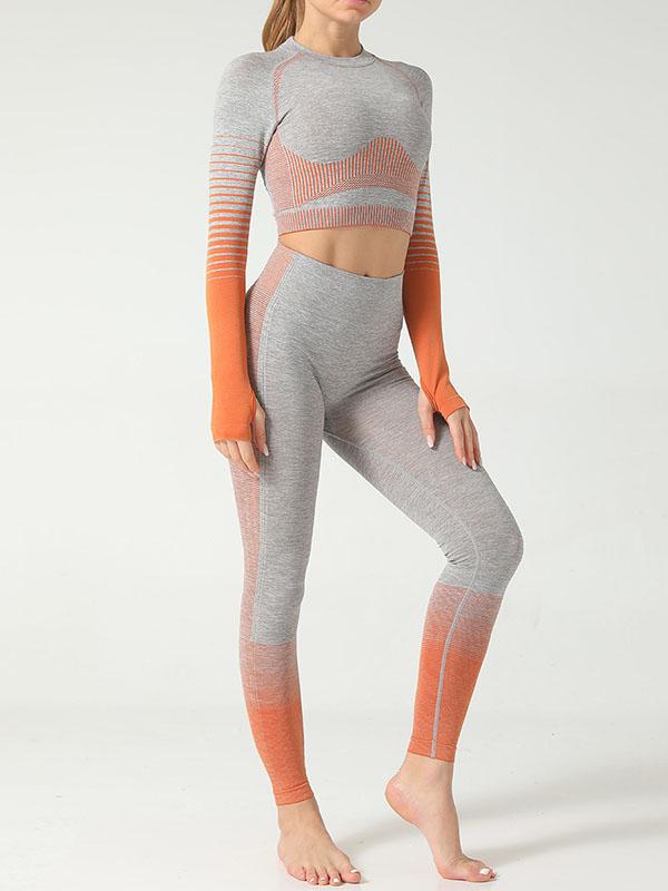 Stripe Knitting Yoga Suits