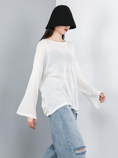 Ruffled See-through Sun-protection T-shirt