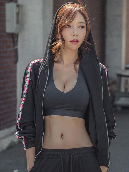Letter Printed Zipper Sports Hoodies