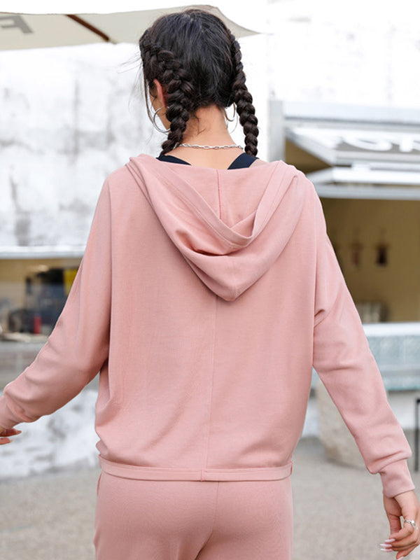 Loose Solid Color V-Neck Hoodies