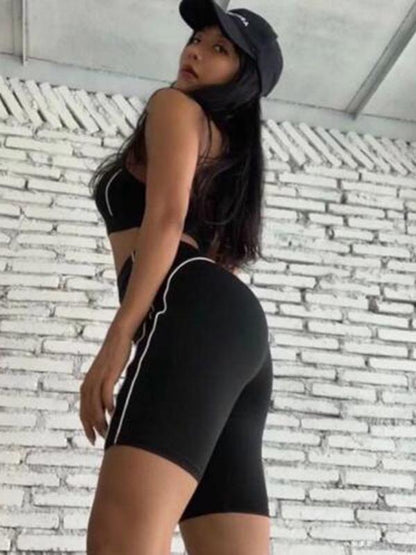 Striped Elastic Sport Shorts