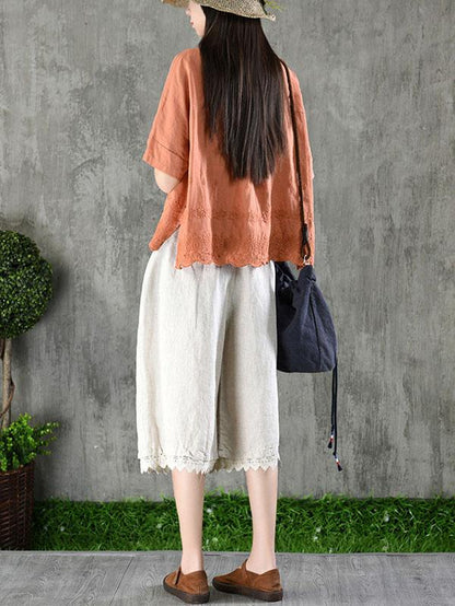 Vintage Asymmetric Embroidered Solid Shirt