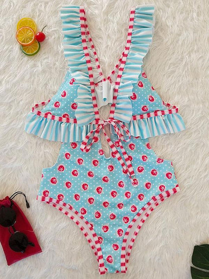 Falbala Bandage Sexy One Piece Swimwear