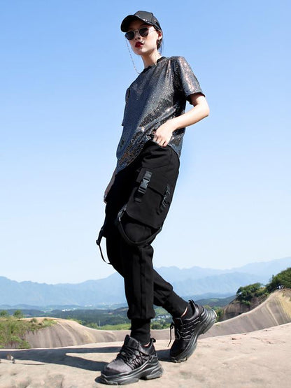 Hiphop Loose Tooling Solid Overalls