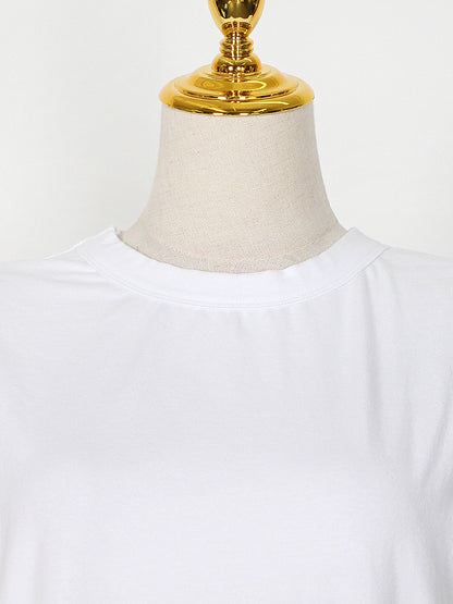 Original Solid Color Round-Neck Cap Sleeve Mini Dress