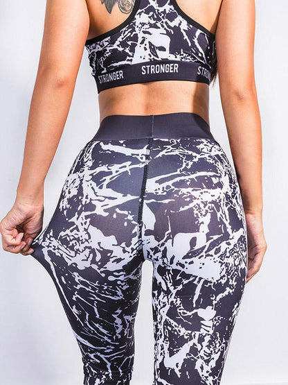 Racerback Mid Impact Tanks And Printed Leggings Suits