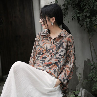Buykud Printed Casual Turn-down Collar Comfortable Shirt