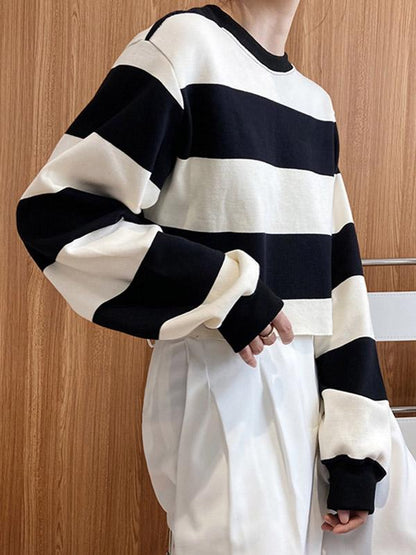 Loose Striped Short Sweatshirts