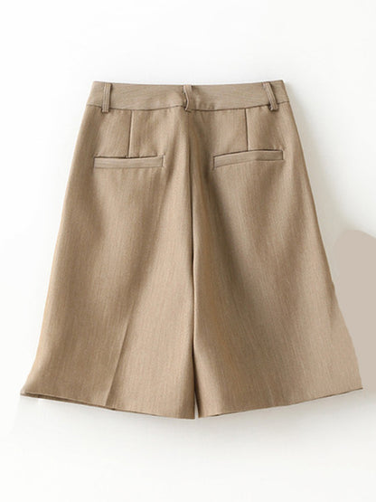 Original Pleats Empire Solid Wide Leg Shorts