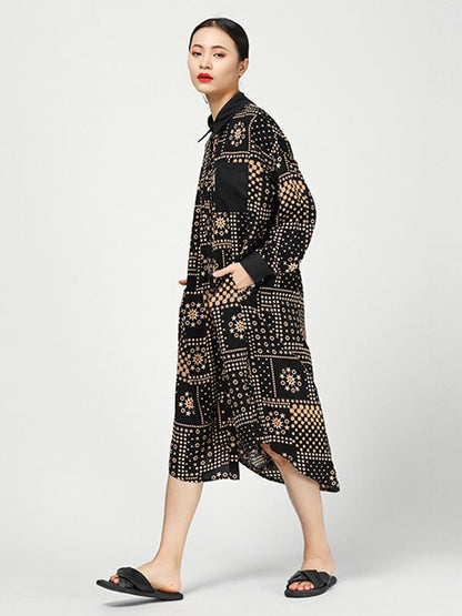 Original Designed Printed Long Polo Shirt Dress