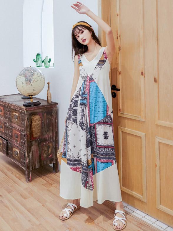 Comfortable Colorful Printed Beach Jumpsuit