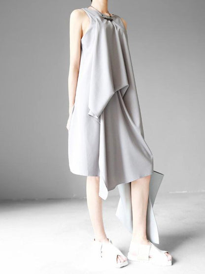 Original Asymmetric Design Tiered Sleeveless Dress