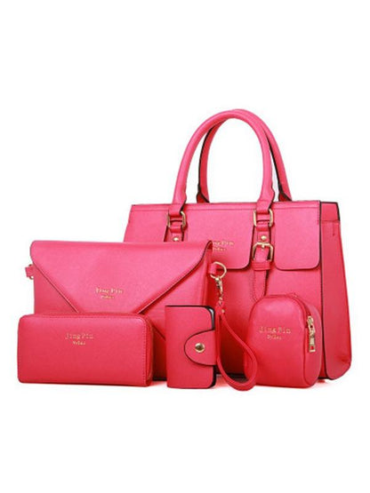 5 PCS Women Bright Color Leisure PU Leather Bag