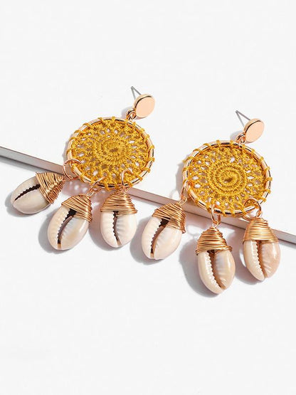 Rattan Shell Conch Hollow Earring Accessories