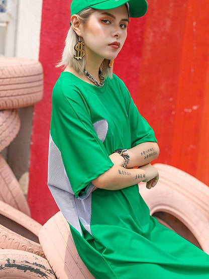 Loose Split-joint Mesh Dress