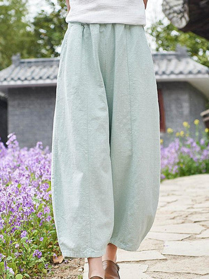 Loose  Ramie Cotton Wide-leg Pants