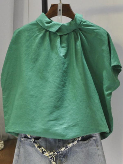 Leisure Solid Lapel Shirt Blouse Tops