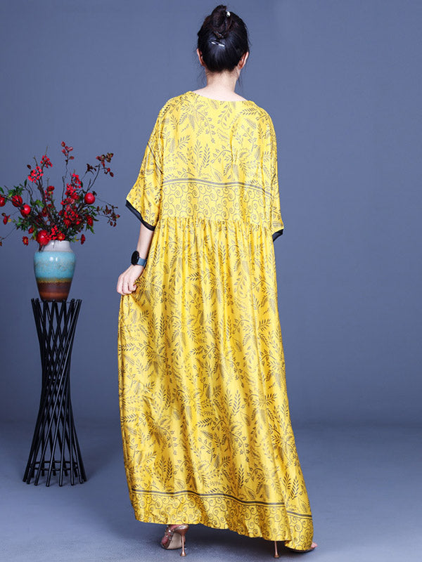 Original Floral V-Neck Half Sleeve Maxi Dress