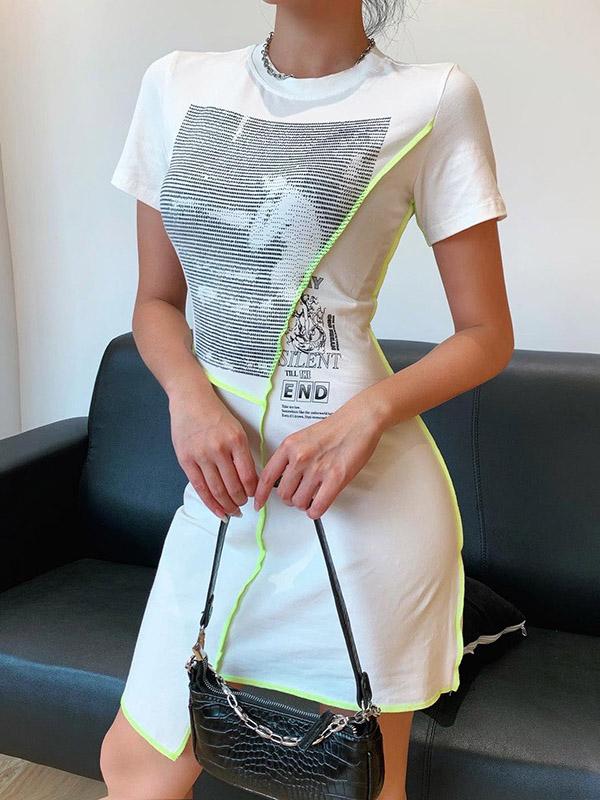 Printed Cropped Half Sleeves Mini Dresses