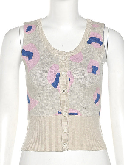 Stylish Buttoned  Lapel Long Sleeves Shawl Pullover & Sleeveless Vest