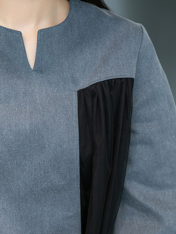 Urban Denim Split-Joint Flared Sleeves T-Shirt