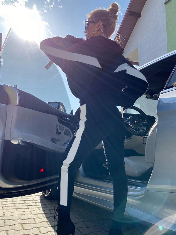 Fashion 2 Colors Sports Top And Athletic Pants Suits