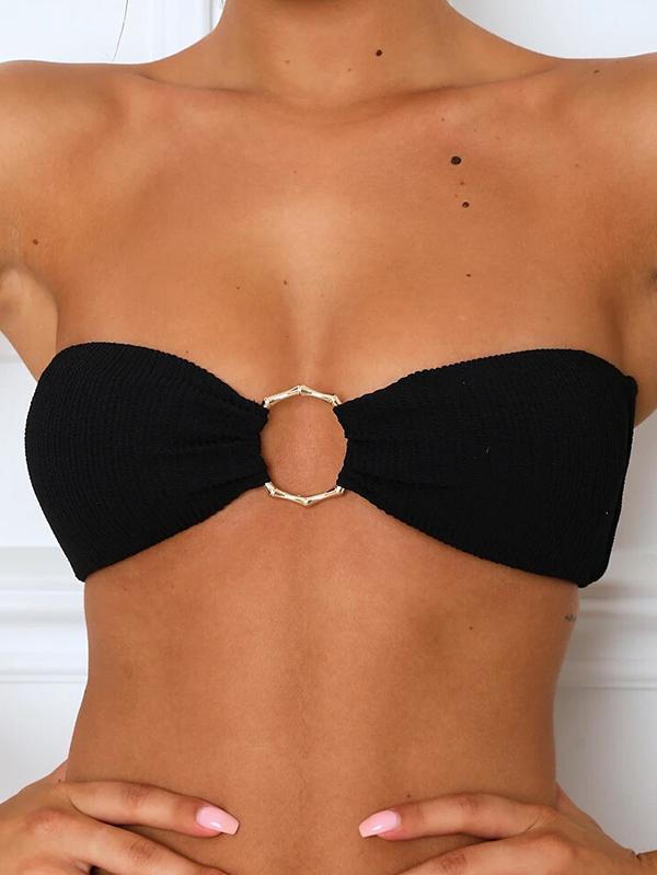 Strapless Metal Ring Bikini Swimsuit