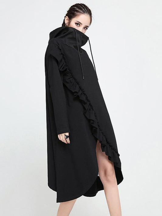 Loose Cropped Hooded Midi Dress