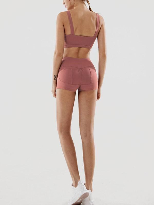 Solid Quick Dry Sports Tanks Shorts Yoga Suits