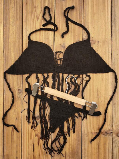 Crochet Tasseled Bikini Top