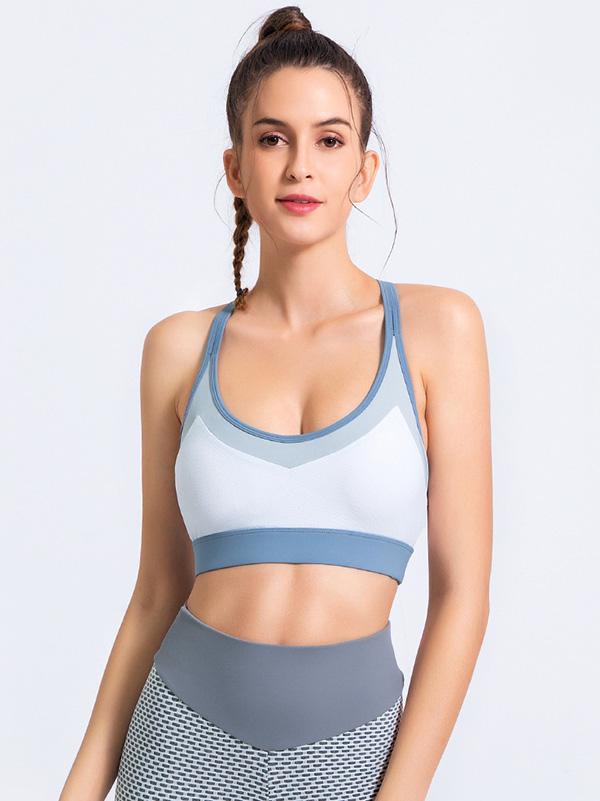 Wrap Contrast Color Backless Spaghetti-Neck Sports Bra