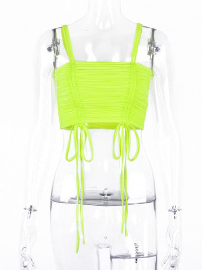 Cropped Tassel Spaghetti-neck Tanks