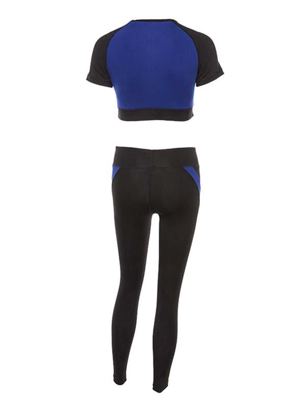 Pink Color-Block Yoga Suits