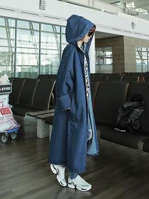 CASUAL LONG JEANS HOODED CAP OUTWEAR