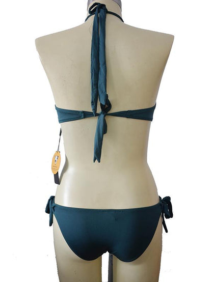 Lace-up Underwired Halterneck Bikini Swimsuit