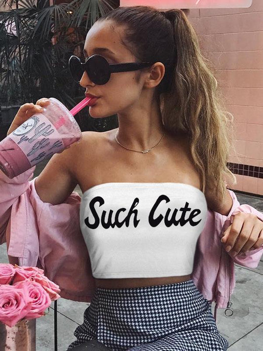 Street Casual Hip-Hop Letter Printed Strapless Tank