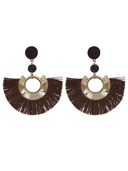 Tasseled Metal Ring Pretty Earrings