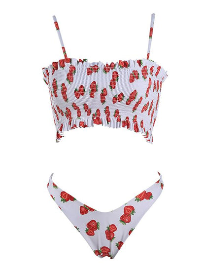 Smocked Spaghetti Strap Bikini Set