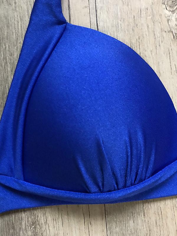 Solid Color Split-Joint Triangles Split Bikini Swimsuit